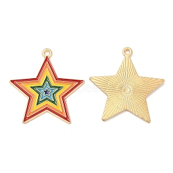 Alloy Pendants, with Enamel, Golden, Cadmium Free & Lead Free, Star Charms, Colorful, 31.5x30x1mm, Hole: 1.6mm(ENAM-L044-02G-01)