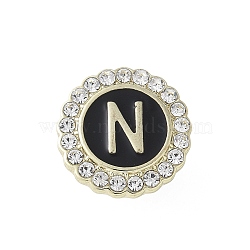 Letter Enamel Pins, Alloy Brooches for Backpack Clothes, with Clear Cubic Zirconia , Letter N, 17.8x17mm(JEWB-S042-03N-G)