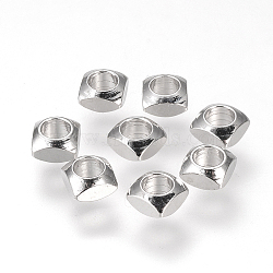 Brass Spacer Beads, Nickel Free, Real Platinum Plated, Square, 4x4x2.5mm, Hole: 2.5mm(KK-T016-08P)