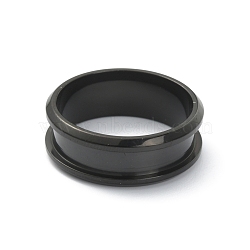 201 Stainless Steel Grooved Finger Ring Settings, Ring Core Blank, for Inlay Ring Jewelry Making, Electrophoresis Black, Inner Diameter: 19mm(STAS-WH0029-52D-EB)