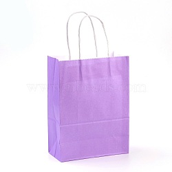 Pure Color Kraft Paper Bags, Gift Bags, Shopping Bags, with Paper Twine Handles, Rectangle, Medium Purple, 15x11x6cm(AJEW-G020-A-09)