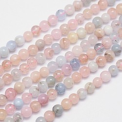 Natural Morganite Round Bead Strands, 4mm, Hole: 0.8mm, about 96pcs/strand, 15.5 inch(X-G-I159-4mm)