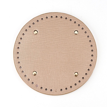 PU Leather Flat Round Bag Bottom, for Knitting Bag, Women Bags Handmade DIY Accessories, BurlyWood, 181x9.5mm, Hole: 4.5mm