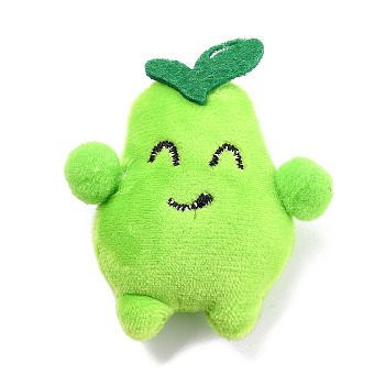 Lovely Non Woven Fabric Cartoon Accessories, Plush Doll, with PP Cotton Stuffing, for DIY Brooch Making, Pear, Lime, 76x63x25.5mm, Hole: 4x17.5mm