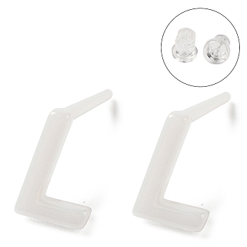 Hypoallergenic Bioceramics Zirconia Ceramic Stud Earrings, No Fading and Nickel Free, Alphabet, Letter L, 7x4.5mm