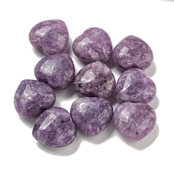 Natural Lepidolite Beads, Half Drilled, Heart, 15.5x15.5x8mm, Hole: 1mm