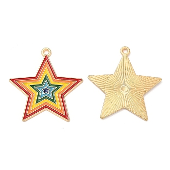 Alloy Pendants, with Enamel, Golden, Cadmium Free & Lead Free, Star Charms, Colorful, 31.5x30x1mm, Hole: 1.6mm