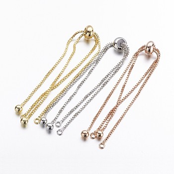 Brass Box Chain Bracelet Making, Slider Bracelets Making, Cadmium Free & Nickel Free & Lead Free, Mixed Color, Single Chain Length: about 115~120mm