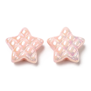 Opaque Acrylic Beads, AB Color Plated, Star, Pink, 19.5x19.5x9mm, Hole: 3.5mm