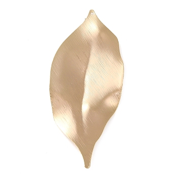 Brass Big Pendants, Leaf Charm, Real 18K Gold Plated, 80.5x35x1mm, Hole: 1.4mm