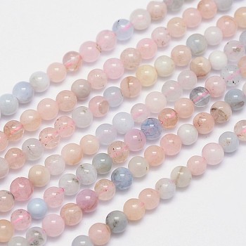 Natural Morganite Round Bead Strands, 4mm, Hole: 0.8mm, about 96pcs/strand, 15.5 inch