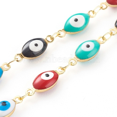 Bracelets et colliers chaîne à maillons mauvais œil en laiton émaillé ensembles de bijoux(SJEW-JS01185)-4