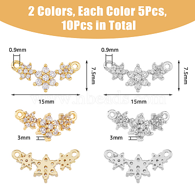 10Pcs 2 Colors Eco-friendly Rack Plating Brass Micro Pave Cubic Zirconia 2-Loop Charms(KK-DC0003-11)-2