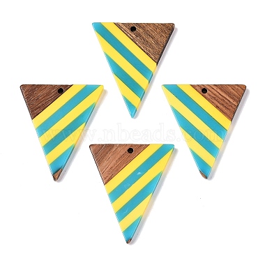 Yellow Triangle Resin+Wood Pendants