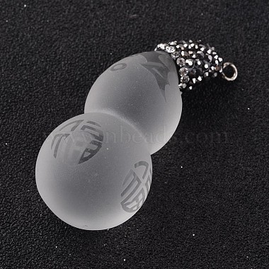 Frosted Calabash with Chinese Blessing Glass Pendants(GLAA-K003-01)-2
