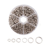1 Box Iron Split Rings, Double Loops Jump Rings, 4mm/5mm/6mm/7mm/8mm/10mm, Platinum(IFIN-X0026-P-B)