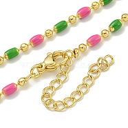 Brass Enamel Column Link Chain Necklaces, Real 18K Gold Plated, Lead Free & Cadmium Free & Nickel Free, Long-Lasting Plated, Colorful, 17.13~17.72 inch(43.5~45cm)(NJEW-H039-10A-03G)