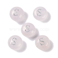 Natural Rose Quartz Beads, Rondelle with Letter, Letter S, 8.5~9x5~5.5mm, Hole: 1.2mm(G-L524-20S-01)