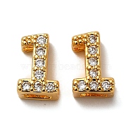 Rack Plating Number Brass Micro Pave Clear Cubic Zirconia Silde Charms, Long-Lasting Plated, Lead Free & Cadmium Free, Large Hole Bead, Real 18K Gold Plated, 8.5x5.5x4.5mm, Hole: 7x2mm(KK-A231-13B)