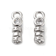 Brass Cord Ends, End Caps with Clear Cubic Zirconia, Column, Real Platinum Plated, 10x3.5x3mm, Hole: 1.5mm, Inner Diameter: 1.5mm(KK-G479-04A-P)