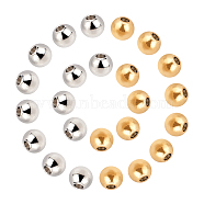 100Pcs 2 Color 304 Stainless Steel Smooth Round Beads, Golden & Stainless Steel Color, 4x3mm, Hole: 1.5mm, 50pcs/color(STAS-DC0006-07)