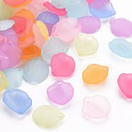 Transparent Frosted Acrylic Pendants, Petaline, Mixed Color, 16x14.5x3mm, Hole: 1.6mm(MACR-S371-02A)