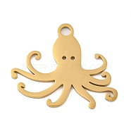 Ion Plating(IP) 304 Stainless Steel Pendants, Laser Cut, Golden, Ocean Animal Charm, Octopus, 21x25.5x1mm, Hole: 2.5mm(STAS-B056-10G-01)