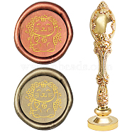 DIY Scrapbook, Brass Wax Seal Stamp and Alloy Handles, Cat Pattern, 103mm, Stamps: 2.5x1.45cm(AJEW-WH0128-28G)