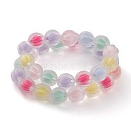 Mother's Day Jewelry, Mother and Daughter Bracelets Sets, Transparent Acrylic Beads Stretch Bracelets, Frosted, Bead in Bead, Corrugated Round, Mixed Color, Mother: 2-1/8 inch(5.5cm) inner diameter, Daughter: 1-7/8 inch(4.7cm) inner diameter, 2pcs/set(BJEW-JB05842)