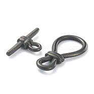 304 Stainless Steel Toggle Clasps, Electrophoresis Black, Bar: 26x13.5x4.5mm, hole: 4x3mm, Clasp: 34x17x4mm, small inner diameter: 5.5x4.5mm, big inner diameter: 17x11.5mm(STAS-B020-09EB)