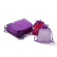 Organza Bags, with Ribbons, Blue Violet, 12x9cm(X-OP-R016-9x12cm-20)