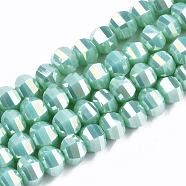 Electroplate Glass Beads Strands, AB Color Plated, Faceted, Round, Turquoise, 6x4.5mm, Hole: 1.2mm, about 98~99pcs/strand, 17.32~17.71 inch(44~45cm)(EGLA-S194-01A-A04)