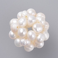 Natural Cultured Freshwater Pearl Pendants, Grade A, Round, Old Lace, 19mm, Hole: 5mm(X-PALLOY-JF00420)