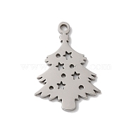 Non-Tarnish 5Pcs Christmas 201 Stainless Steel Pendants, Laser Cut, Stainless Steel Color, Christmas Tree, 18x13x1mm, Hole: 1.2mm(STAS-Z068-01P-01)