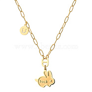 Luck Rabbit Stainless Steel Pendant Necklaces, Golden, 16.14 inch(41cm)(KA9286-3)