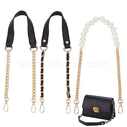 WADORN 3Pcs 3 Style Plastic Imitation Pearl Beaded/PU Leather Bag Straps, with Swivel Clasps, for Purse Handle Replacement, Mixed Color, 60~64.7cm, 1pc/style(DIY-WR0003-16)