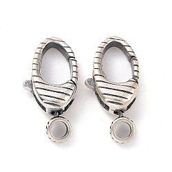 925 Sterling Silver Swivel Clasps, Oval, Antique Silver, 16x8x4mm, Hole: 2mm, Inner Diameter: 4x6.5mm(STER-D036-09AS)