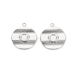 304 Stainless Steel Pendant Enamel Settings, Flat Round, Stainless Steel Color, 17.5x15.5x2mm, Hole: 1.2mm(STAS-N097-198P)