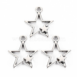 Tibetan Style Alloy Pendants, Cadmium Free & Lead Free, Star, Antique Silver, 25x22x3mm, Hole: 2mm, about 540pcs/1000g(TIBEP-N008-095)