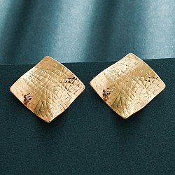 304 Stainless Steel Stud Earrings for Women, Ion Plating(IP), Rhombus, Real 18K Gold Plated, 30.5x31mm(EJEW-L296-024G)