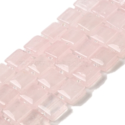 Natural Rose Quartz Beads Strands, Square, with Seed Beads, 10~10.5x10~10.5x5~5.5mm, Hole: 1.6mm, about 32pcs/strand, 15.16~15.35 inch(38.5~39cm)(G-L596-A18-01)