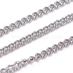 304 Stainless Steel Curb Chains, Soldered, with Spool, Stainless Steel Color, 2.4x1.8x1.1mm, about 65.61 Feet(20m)/roll(STAS-I107-20P)