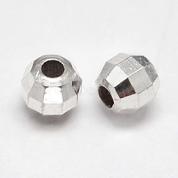 Faceted Round 925 Sterling Silver Beads, Silver, 5mm, Hole: 1.9mm, about 136pcs/20g(STER-F012-02E)