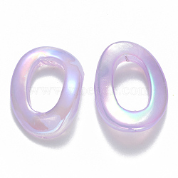 Transparent Acrylic Linking Rings, AB Color Plated, Imitation Gemstone Style, Oval, Lilac, 31x22.5x6mm, Inner Diameter: 17.5mm(TACR-T016-07B)
