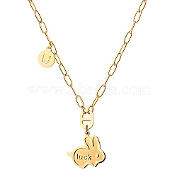 Luck Rabbit Stainless Steel Pendant Necklaces, Golden, 16.14 inch(41cm)(KA9286-3)