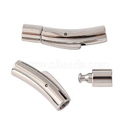 304 Stainless Steel Bayonet Clasps, Tube, Stainless Steel Color, 28x6x6.5mm, Hole: 4mm(STAS-G157-02P-6mm)