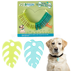 Transparent Blank Acrylic Pet Dog ID Tag, for Puppy Collar Pendant, Monstera Leaf, Mixed Color, 25x17.5x3mm, Hole: 3mm, 2 colors, 20pcs/color, 40pcs/set(PALLOY-AB00042)