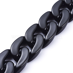 Handmade Opaque Acrylic Curb Chains, Twisted Chain, Oval, for Jewelry Making, Black, Link: 30x21x6mm, 39.37 inch(1m)/strand(AJEW-JB00564-02)