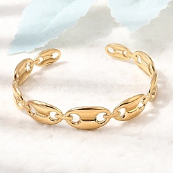 304 Stainless Steel Mariner Chain Cuff Bangles for Women, Ion Plating(IP), Long-Lasting Plated, Golden, Inner Diameter: 2.30x1.85 inch(5.85x4.7cm)(SA-CBA82C8-07G)