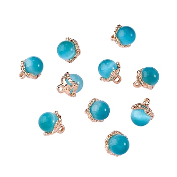 10Pcs Gemstone Charm Pendant Crystal Quartz Healing Natural Stone Pendants Buckle for Jewelry Necklace Earring Making Cra, Sky Blue, 9.5mm, Hole: 2.5mm